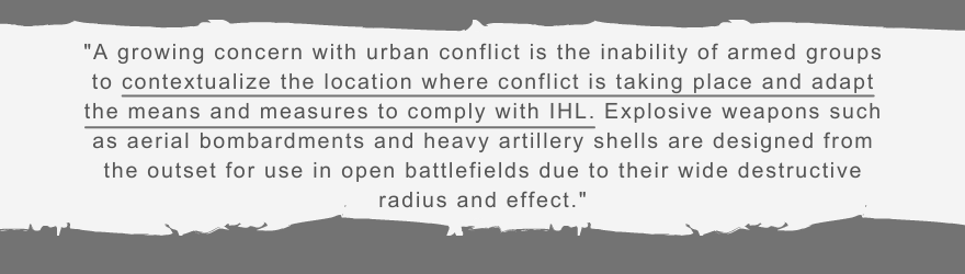 explosive use and urbanization of conflict - text snippet